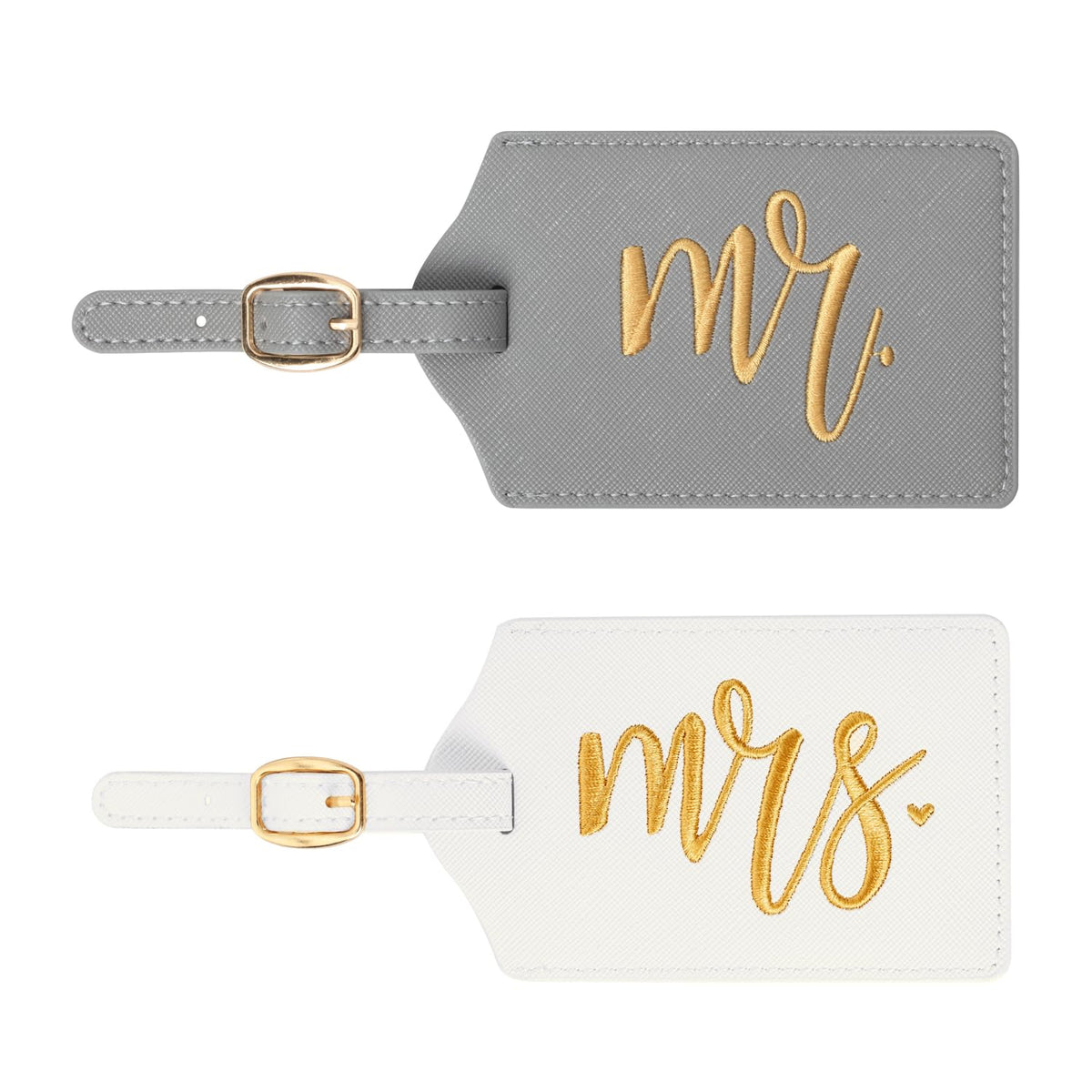 Mr and Mrs Luggage Tags Set of 2, Bride and Groom Travel Tags, Wedding Gifts for Couples 2026, Honeymoon Travel Essentials, Bridal Shower Engagement Gift (Mr Mrs-Black White Gold-2027)