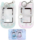 2pcs cute phone camera shaped photo holder 3 inches, cartoon photo holder ID badge holder, with cloud bear pendant and spiral wrist coil (2 styles)