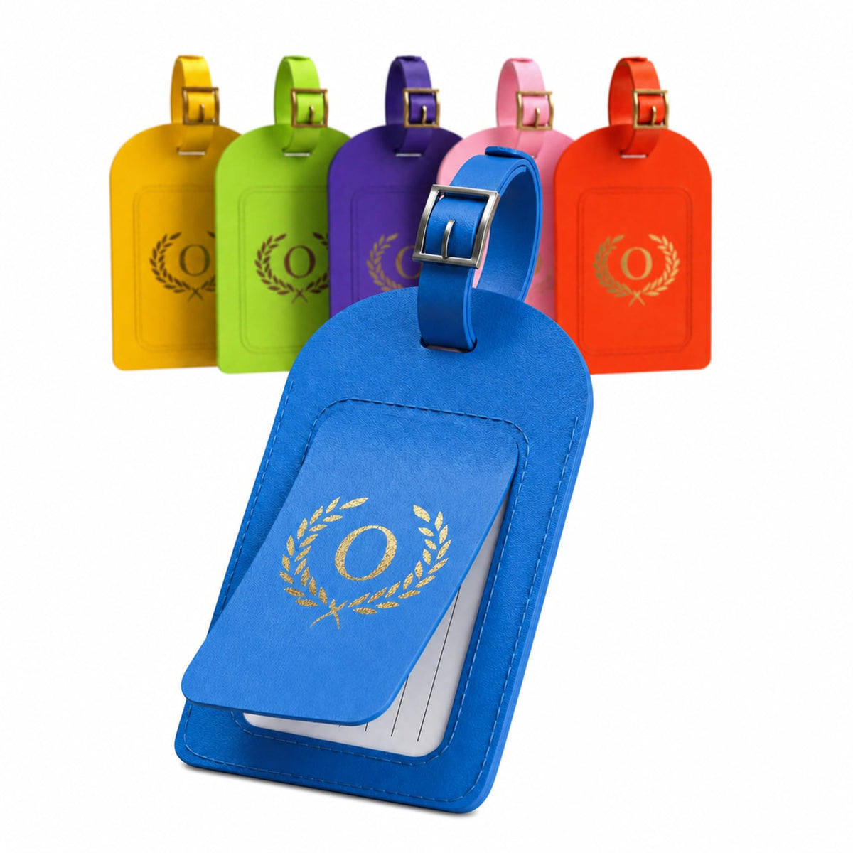 Luggage Tags for Suitcases 6 Pack PU Leather Travel Bag Tags with Privacy Cover & Stainless Steel Buckle, Vegan Leather Name ID Labels for Travel Bags, Cruise, Airline, Backpack, Baggage Identifier(M)