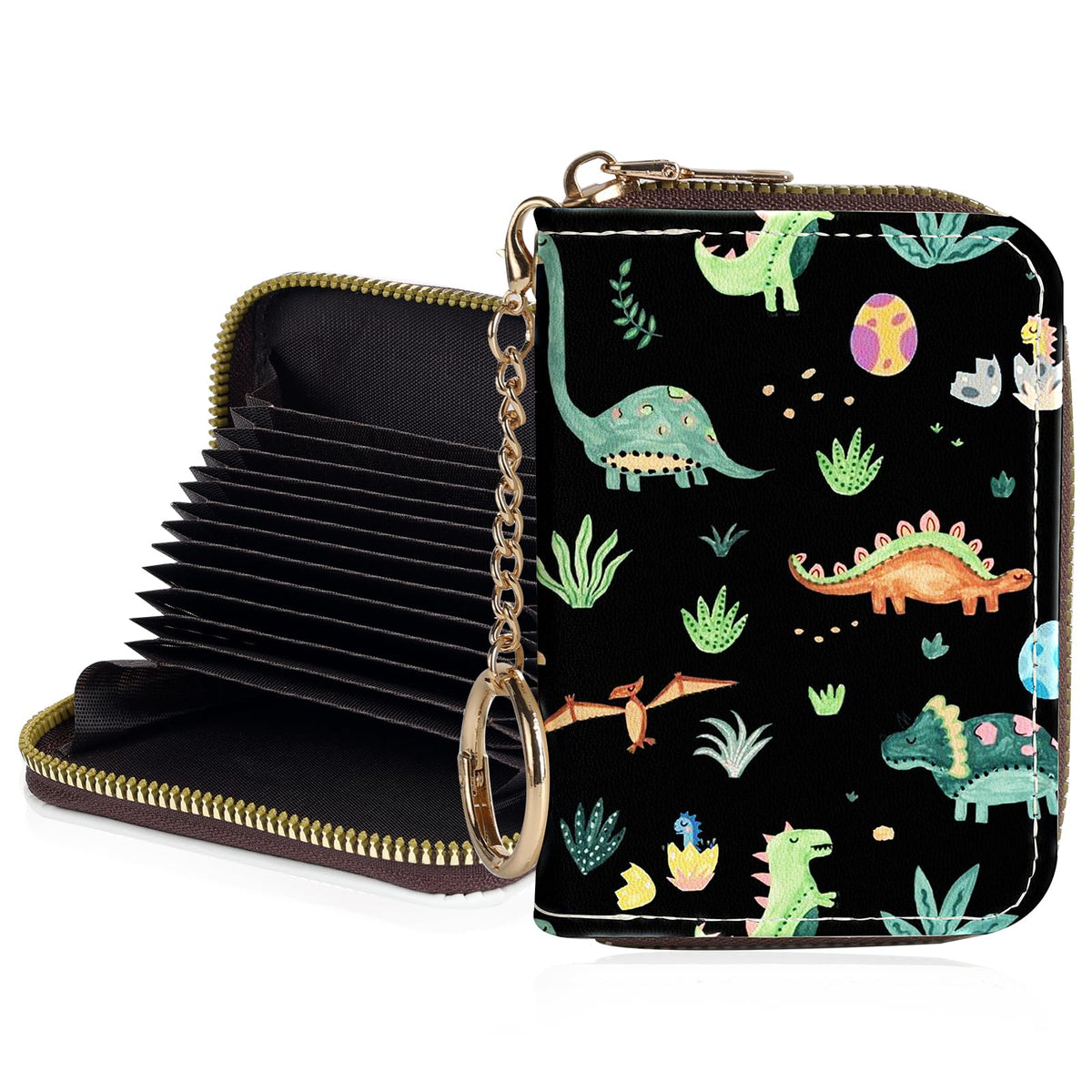 Credit Card Holder for Women,Small Rfid Wallet with Keychain Zipper,Cute PU Leather Card Case Wallet，Accordion Credit Card Wallets Gift,Cat Struck by Lightning
