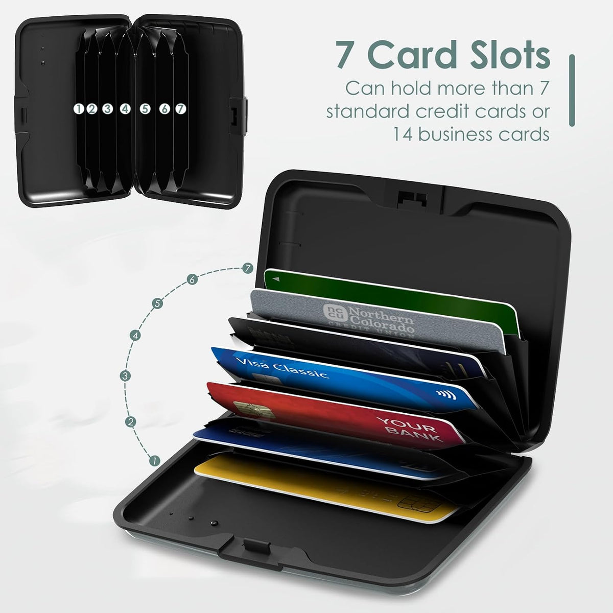 Mini RFID Blocking Credit Card, Cute Cat Wallet Credit Cards Holder Business Card Case Aluminum Metal Travel ID Case for Men Women