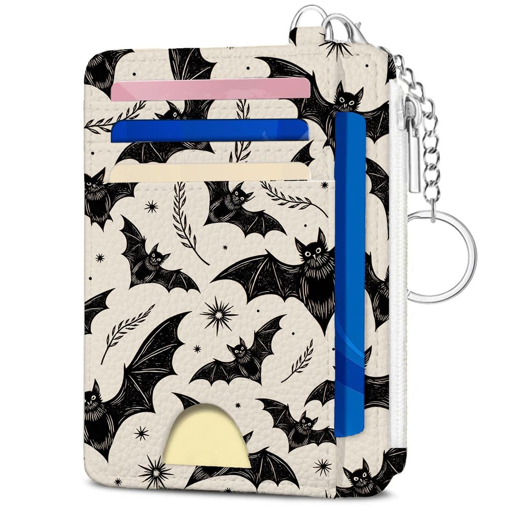 Book Lover Gift for Readers, Cute Reading Theme Card Holder Wallet, Literary Slim Credit Card Case with ID Window, Cartoon RFID Blocking Pocket Wallet Gift for Book Fans with Coin Zipper Keychain