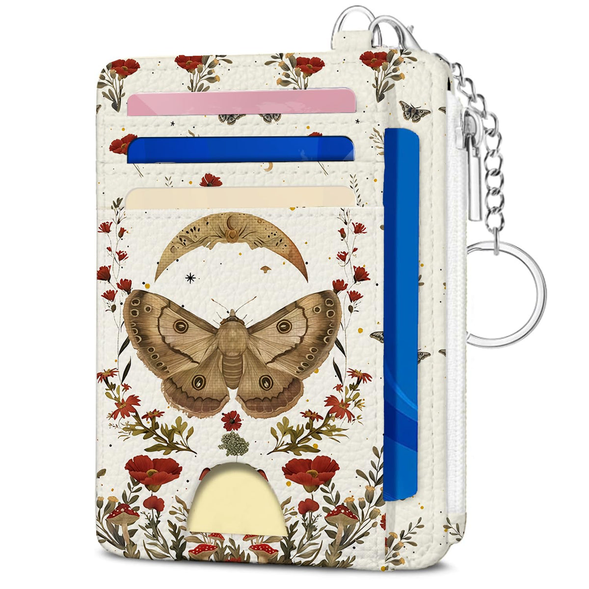 Book Lover Gift for Readers, Cute Reading Theme Card Holder Wallet, Literary Slim Credit Card Case with ID Window, Cartoon RFID Blocking Pocket Wallet Gift for Book Fans with Coin Zipper Keychain