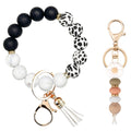 2PCS Bracelet Key Ring Set, Cute Car Key chain Wristlet, Silicone Beaded Bangle keyChains for Women Girls
