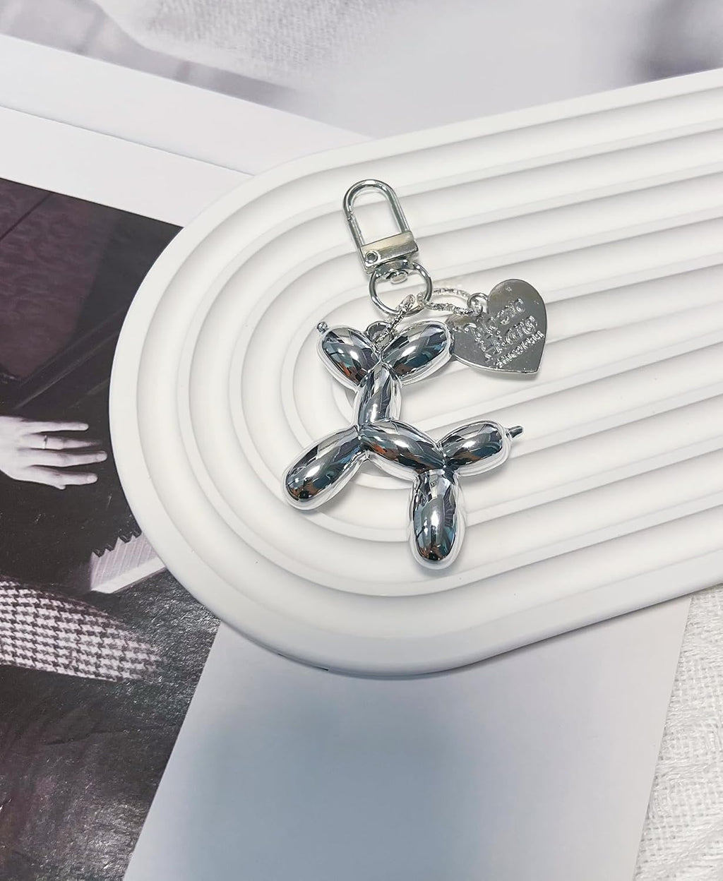 LAEKOU Jelly Balloon Dog Keychain for Women, Cute Bag Charms Key Chain