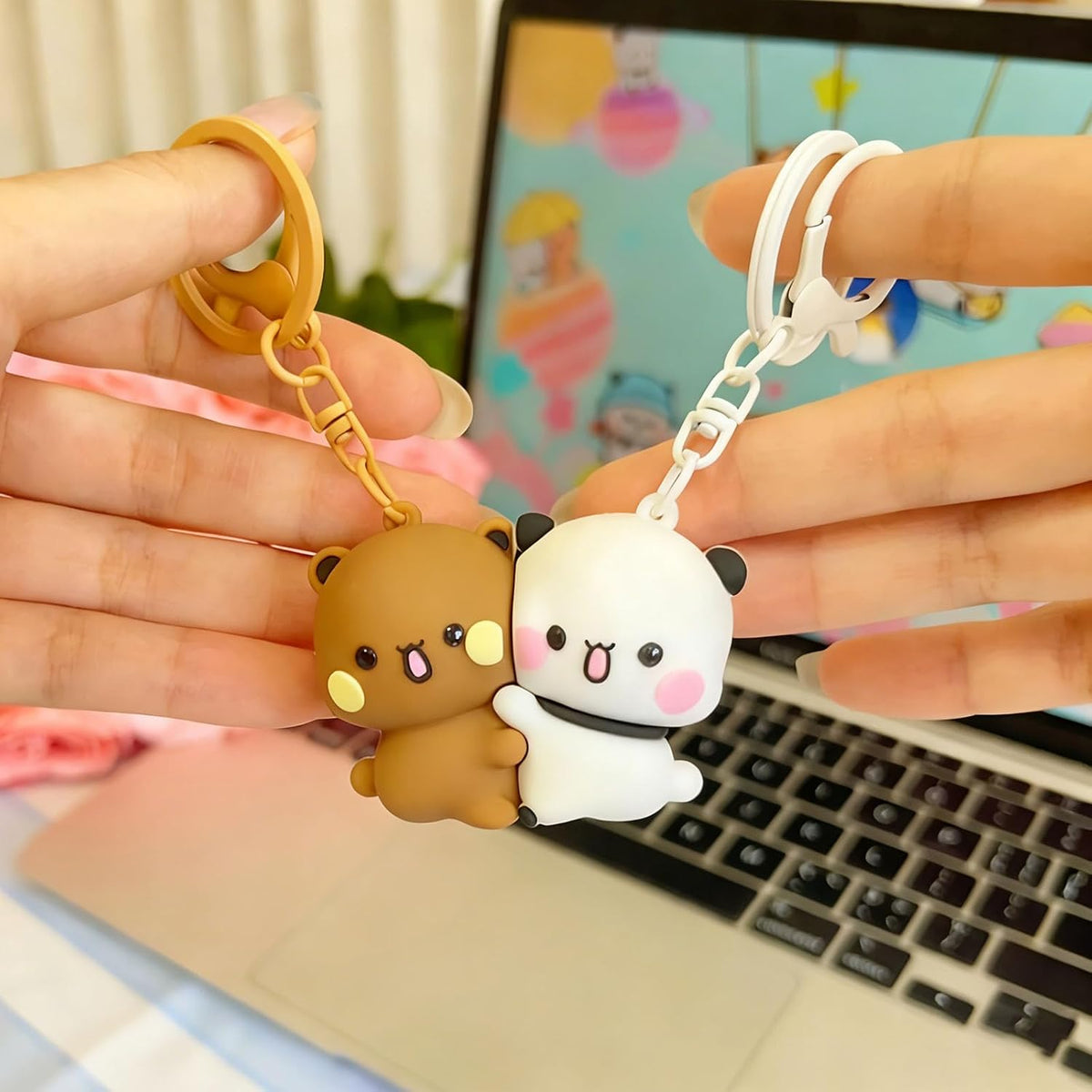 YOKUSHI 2 Pcs Cute Keychains Magnetic Matching Couples Stuff Key Chains for Women Boyfriend Girlfriend Valentine's Day Gifts