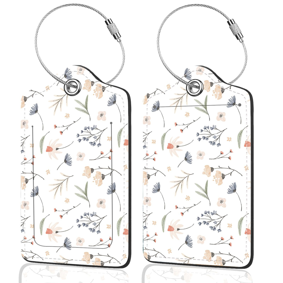 2Pack Luggage Tags for Suitcases, Cute Unique Pu Leather Cruise Luggage Tag with Privacy Cover ID Label Address Card and Metal Ring Suitable for Women Men Kids Travel Bag Inspirational Language