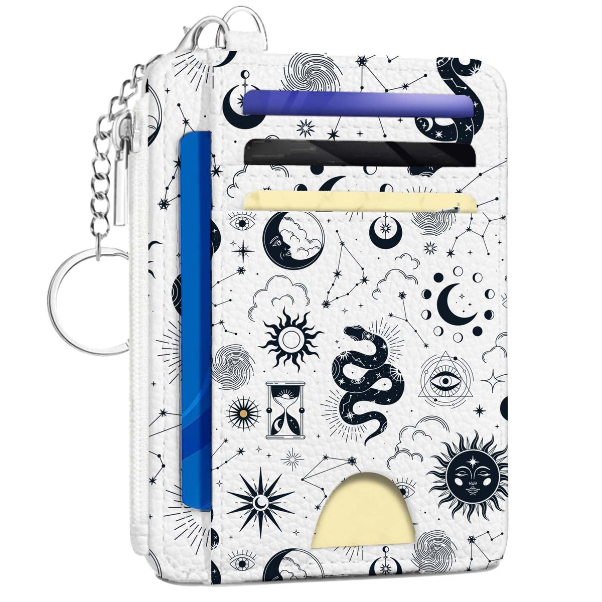 Gifts for Cat Lovers,Funny Cat Credit Card Holder Small Keychain Wallet for Women, Cute Blocking Wallet Coin Pocket,Front Pocket Thin Travel Card Case with ID Window