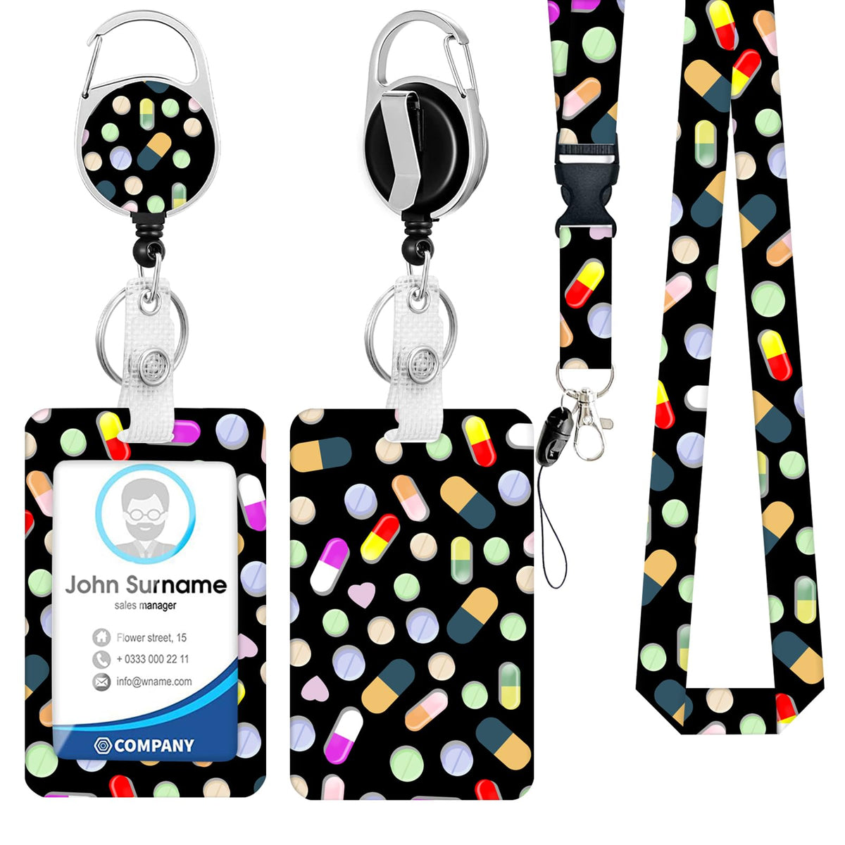 Cute Cartoon Happy Capybaras Breakaway Lanyard for ID Badges with Heavy-Duty Retractable Badge Reel & Carabiner, Adjustable Name Tag Holder for Teachers, Nurses, Students & Office Workers