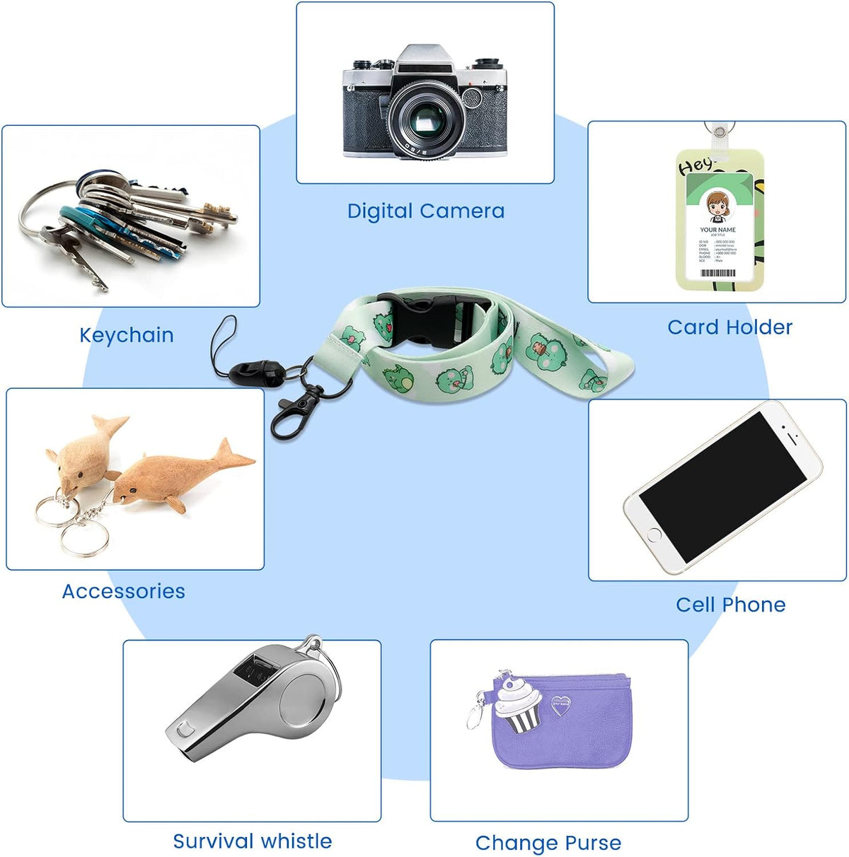HL Hope&Luck Cute Dinosaur Lanyards for Id Badge Holder with Retractable Badge Reel Clip, Green Dinosaur ID Card Holder with Breakaway Lanyard, Nurse Teacher Office Gifts