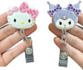2 Pcs Cute Cartoon Retractable Badge Reel Holders – Kawaii Clip-On ID Badge Holders with Keyring & 24” Cord Extension – Fun Animal Nurse & Office Badge Reels for Teachers, Students.