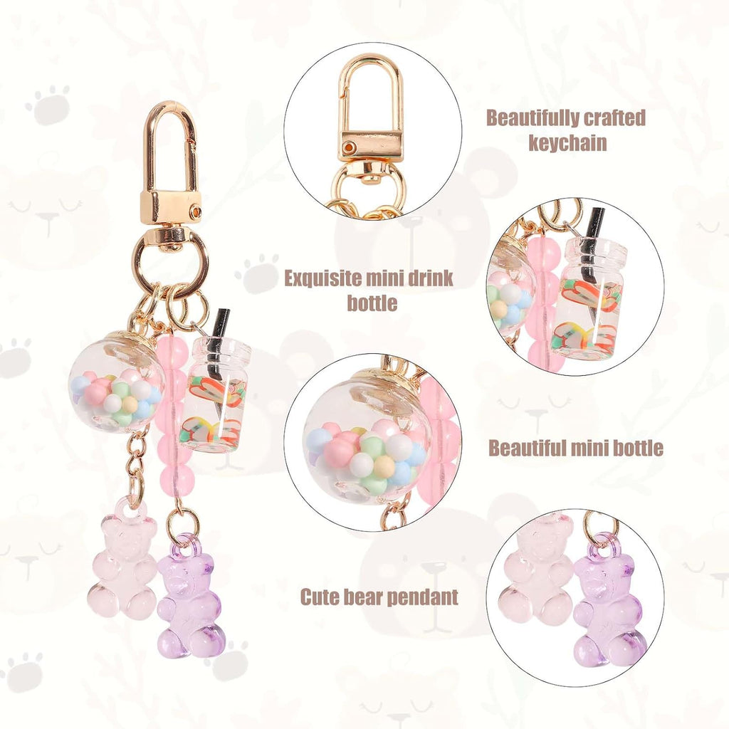 Mikovivi 2pcs Cute Bear Keychain, Resin Macarons Bear Charms Key Chain