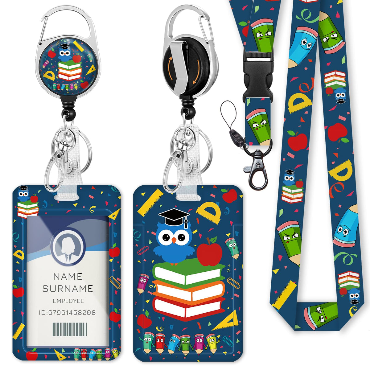 Gctriki Ocean Lanyards for ID Badges, Badge Holder Retractable Reel Clip