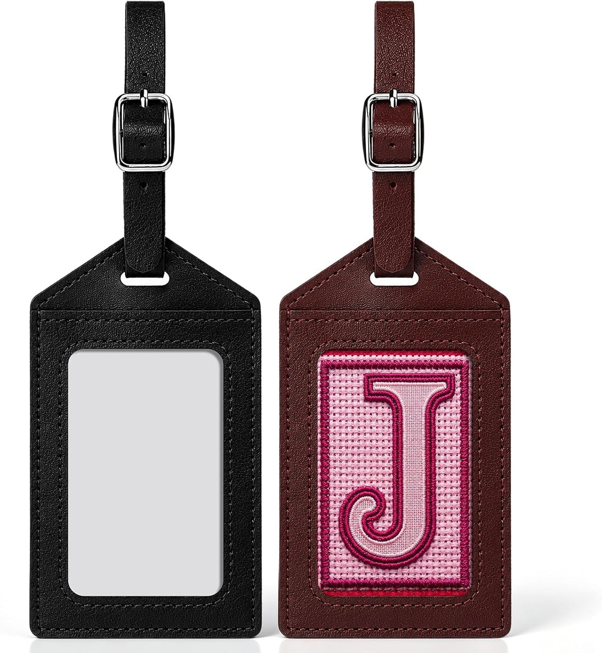 Sabary 2 Pcs Self Finishing Needlepoint Luggage Tags Leather DIY Travel Tag
