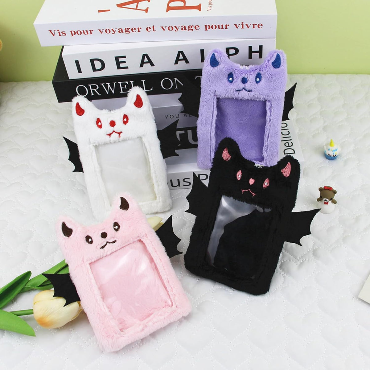 1 Pack Fluffy Photocard Holder, Cute Animal Card Sleeve ID Card Protective Case Cover Korean Style for Girls