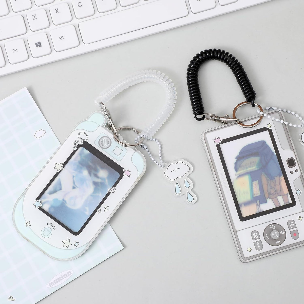 Mabor 2Pcs Cartoon Photo Card Holder Photocard Holder Keychain
