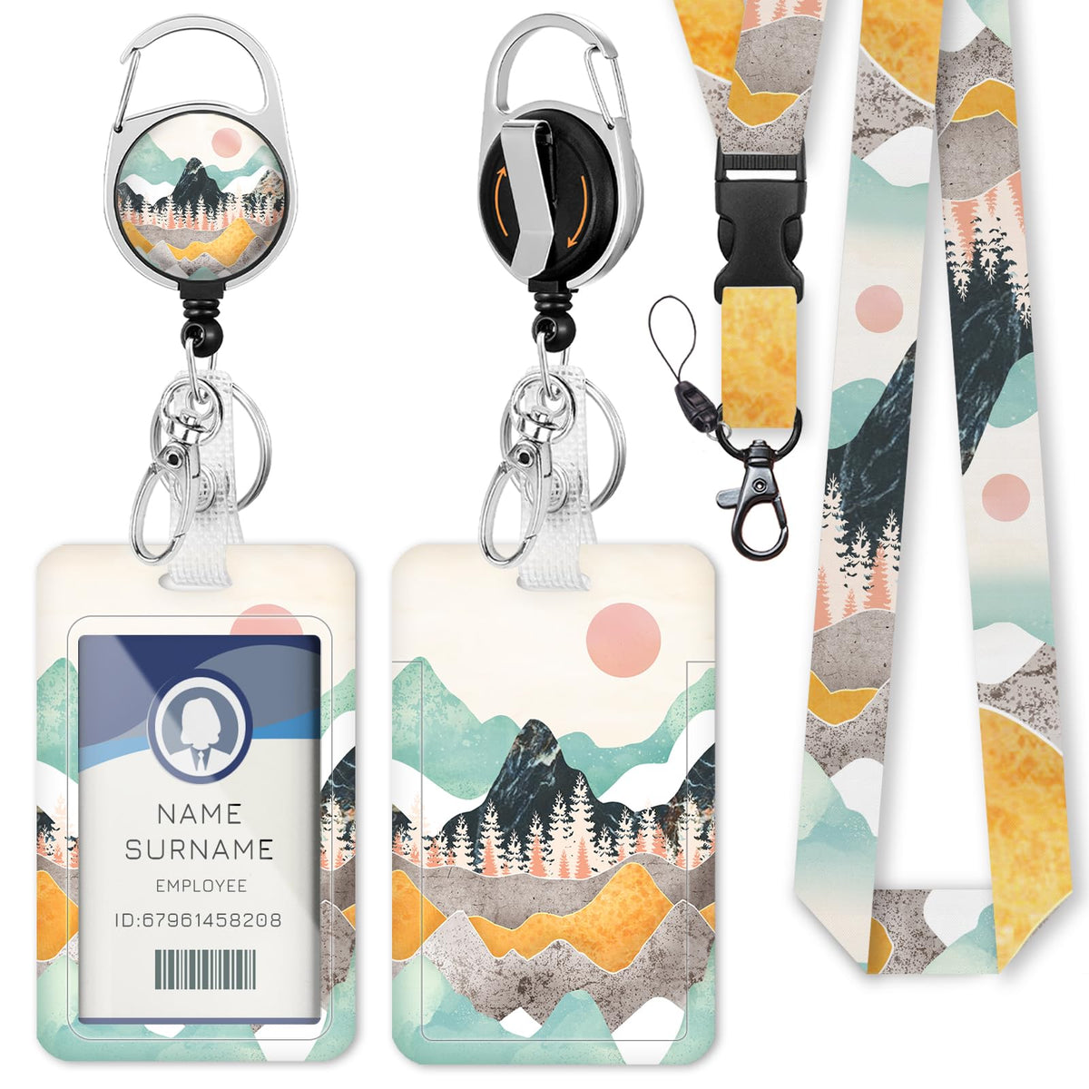 Gctriki Ocean Lanyards for ID Badges, Badge Holder Retractable Reel Clip