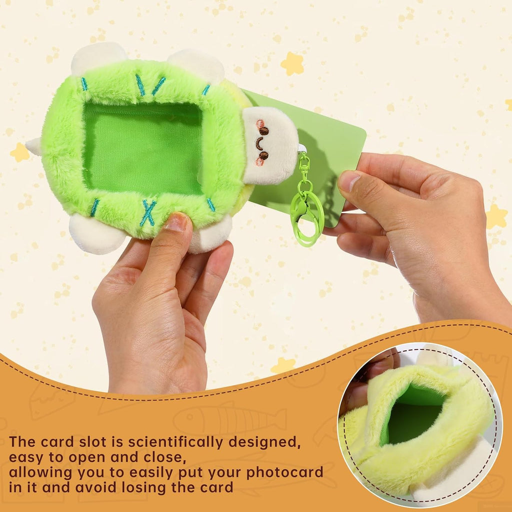 NEWEST Cute Bee Plush Kpop Photocard Holder with Keychain, Soft Cartoon Animal ID Badge Holder, 3 Inch Photo Protective Sleeve Case Card Cover for Kpop Idol Photo Card School Office Card Supplies