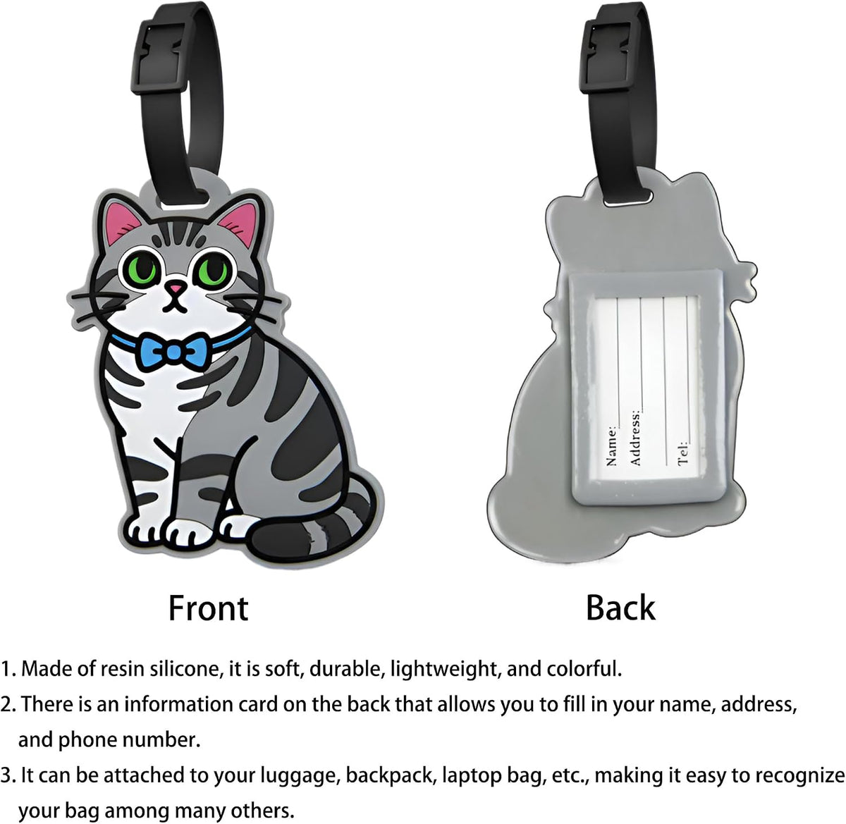 Luggage Tags for Suitcases, British Shorthair Cat Carry-On Silicone ID Tag