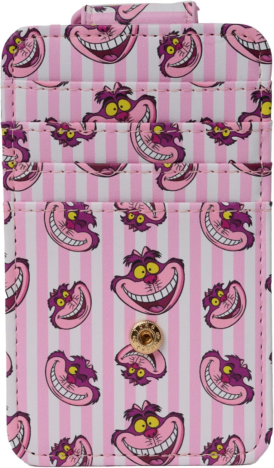 Disney Card Holder Women Slim Compact Wallet Small Cheshire Cat Pink