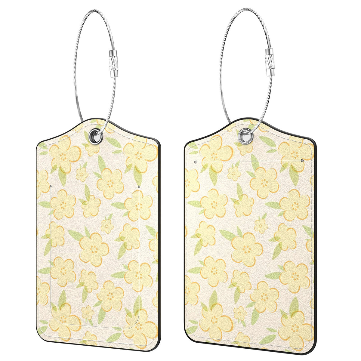 2 Pack PU Leather Luggage Tags for Suitcases, Black Gold Marble