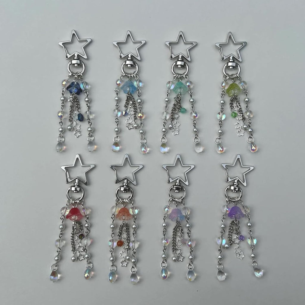 Cute Jellyfish Keychain,Y2K Star Bag Charms Blue Purse Car Accessories
