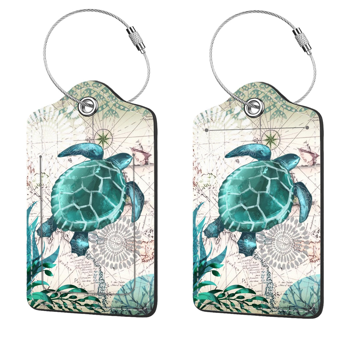 2 Pcs Luggage Tags for Suitcase, Cute Unique PU Leather Travel Bag Tag with Privacy Cover ID Label Address Card and Durable Metal Ring Suitable for Men Women Children Backpack,Flamingos