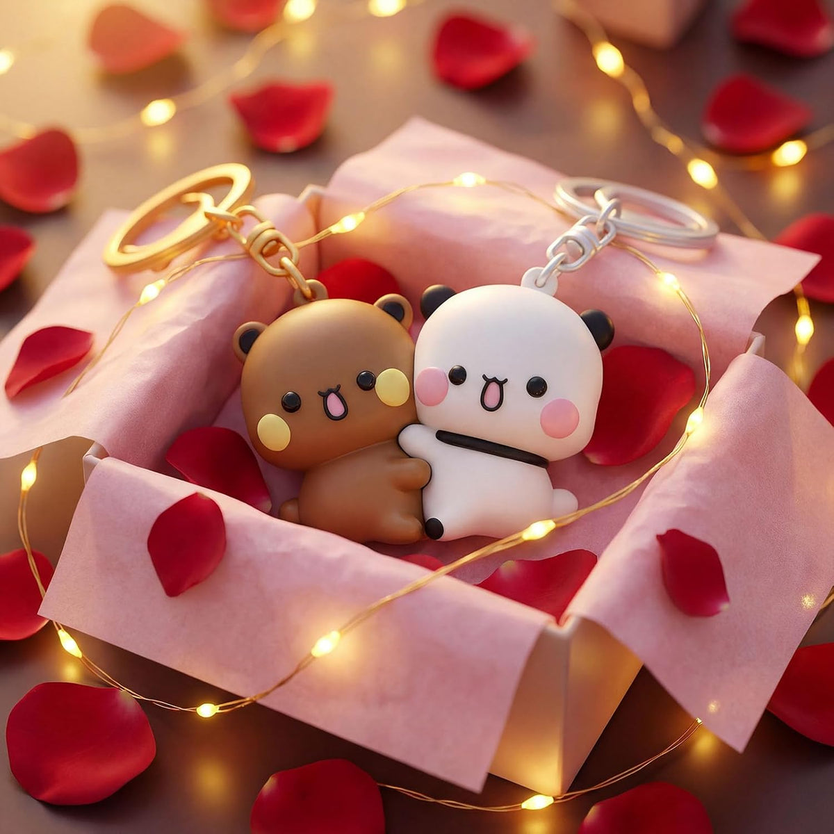 YOKUSHI 2 Pcs Cute Keychains Magnetic Matching Couples Stuff Key Chains for Women Boyfriend Girlfriend Valentine's Day Gifts