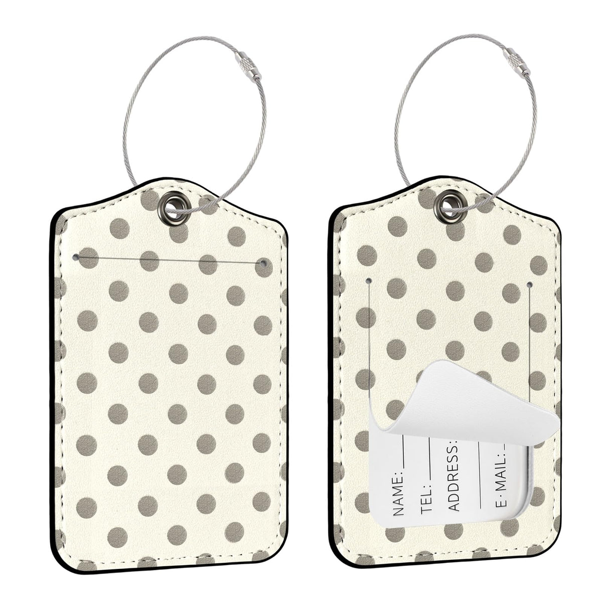 Seorsok 2Pcs Luggage Travel Tags for Suitcases,Cute Color Grids Checkered PU Leather Name Tag with Privacy Cover&ID Label Address Card and Durable Metal Ring Suitable for Men Women Handbags Backpack