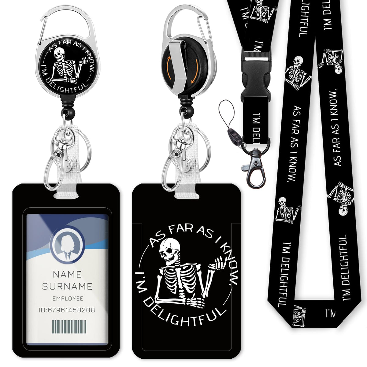 Gctriki Ocean Lanyards for ID Badges, Badge Holder Retractable Reel Clip