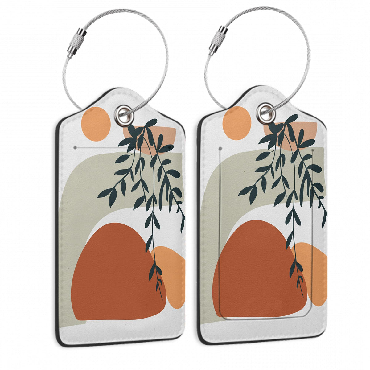 Travel Stamp Luggage Tags for Suitcase,2 Pack Retro Passport Carte Postale Luggage Tag Leather Privacy Cover ID Label with Stainless Steel Loop for Women Men Kids Girls