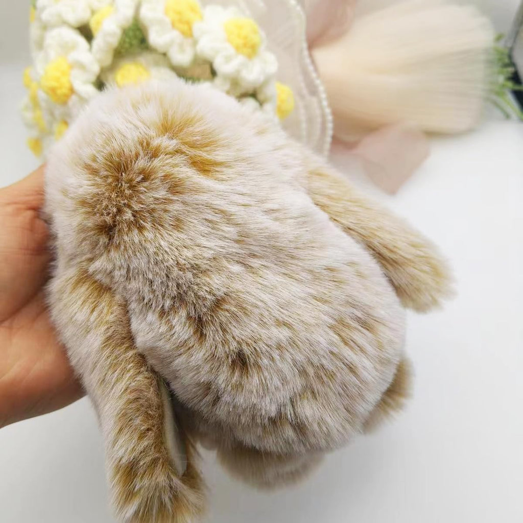 Bunny Keychain Soft Fluffy Rabbit Keychain 7in Handmade Cute Colorful Rabbit Fur Pom Pom Key Rings for Women