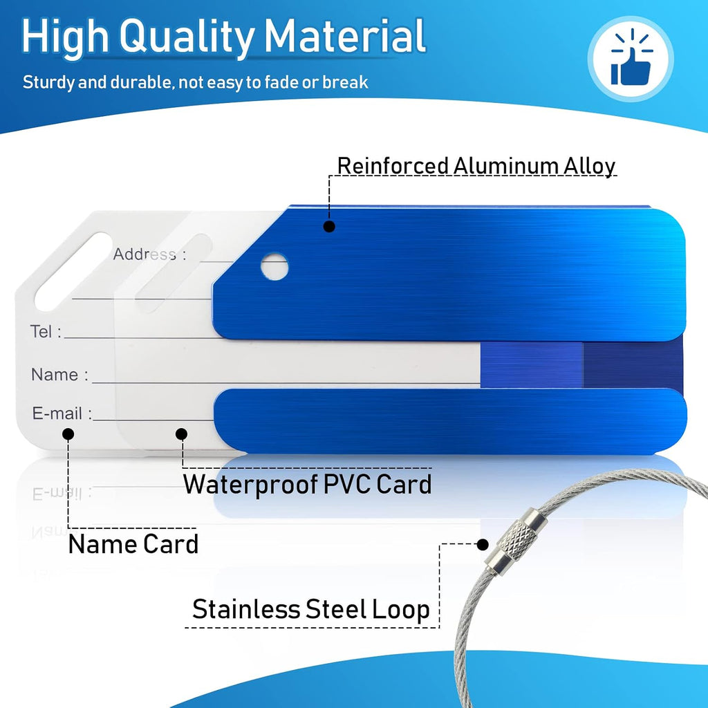 Wonwood_direct Aluminum Luggage Tag for Suitcase, 6 Pack Metal Luggage Tag