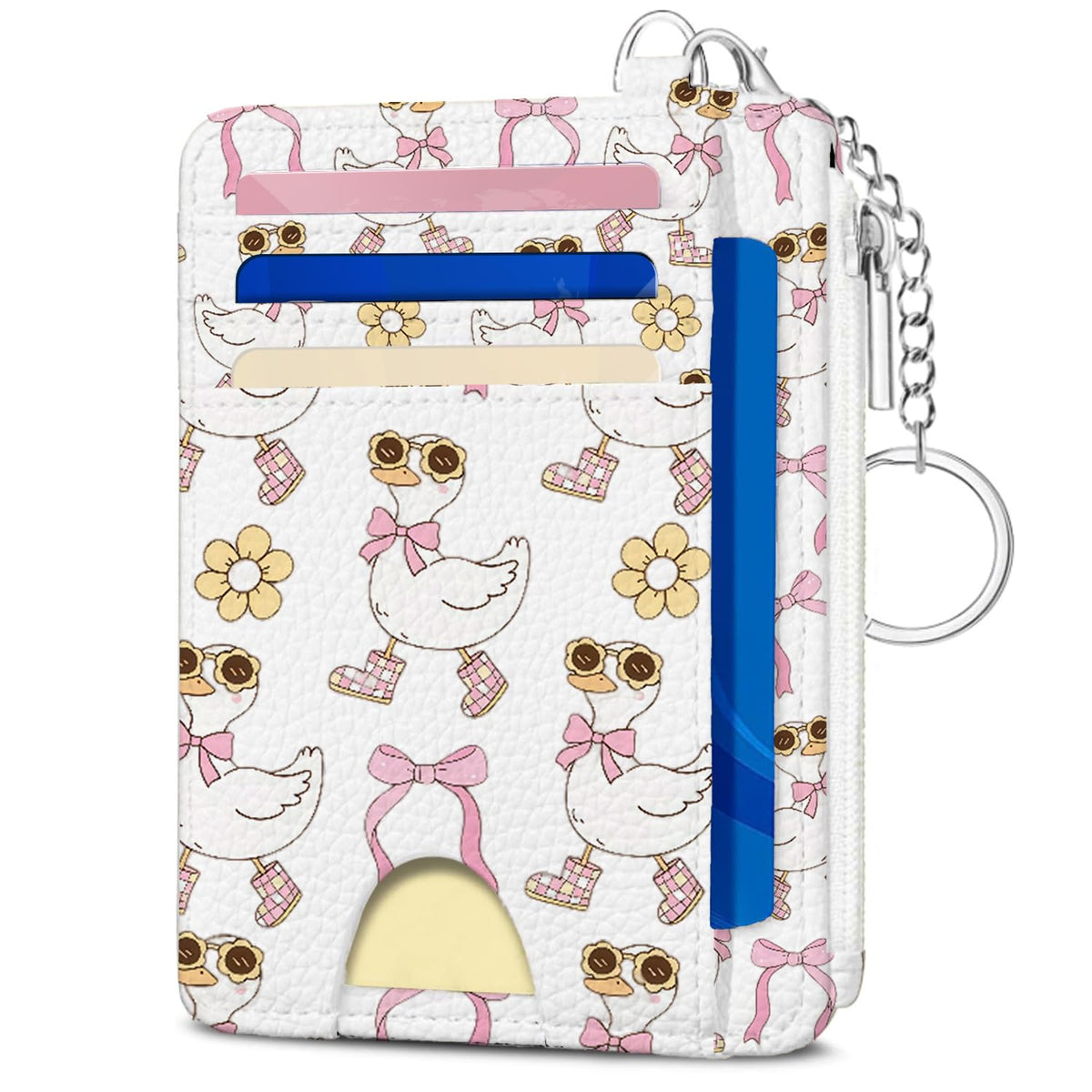 Book Lover Gift for Readers, Cute Reading Theme Card Holder Wallet, Literary Slim Credit Card Case with ID Window, Cartoon RFID Blocking Pocket Wallet Gift for Book Fans with Coin Zipper Keychain
