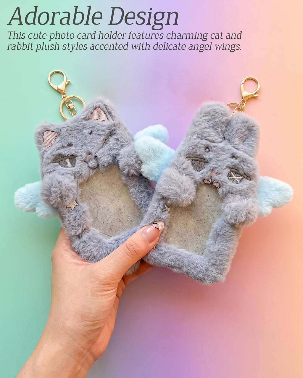 2 Pack Plush Kpop Photocard Holder with Keychain