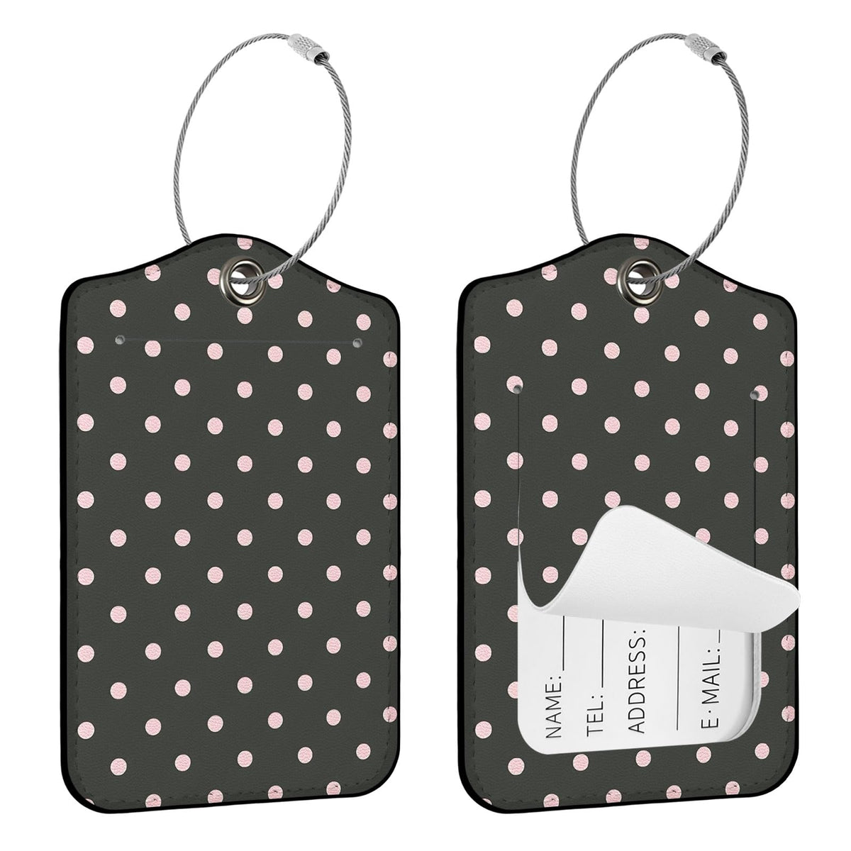 Seorsok 2 PCS Luggage Travel Tags for Suitcases,Cute Brown Leopard PU Leather Name Tag with Privacy Cover&ID Label Address Card and Durable Metal Ring Suitable for Men Women Handbags Backpack,Brown
