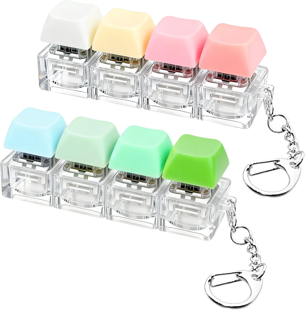 2 PCS Keyboard Fidget Toy, Keyboard Fidget Keychain 4-in-1 Keyboard Decompression Button Finger Clicker Toys, Button Stress Relief Fidget Gifts to Relief Stress (Purple Blue Pink Orange)