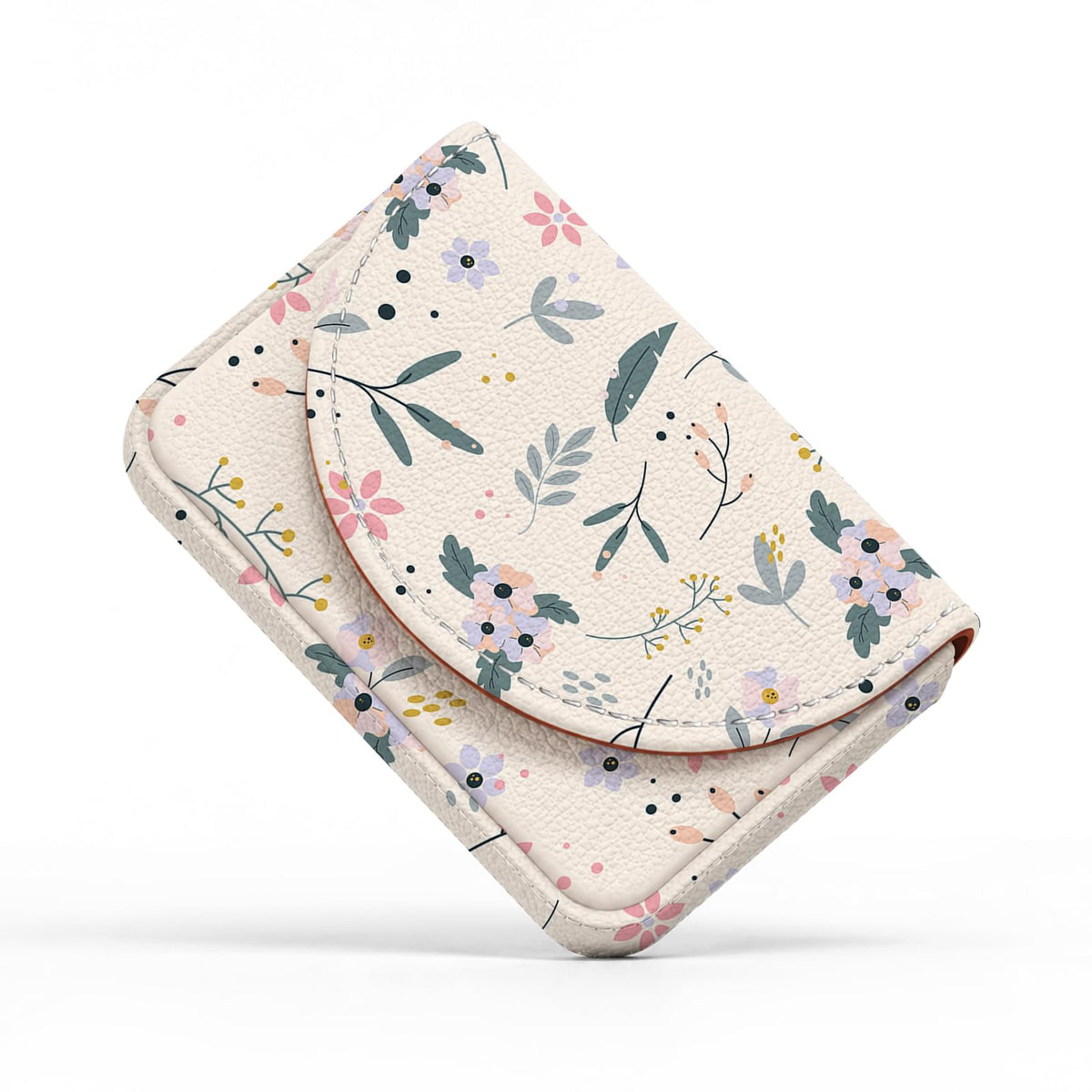 Business Card Holder，PU Leather Business Card Case Wallet Black Cat Floral