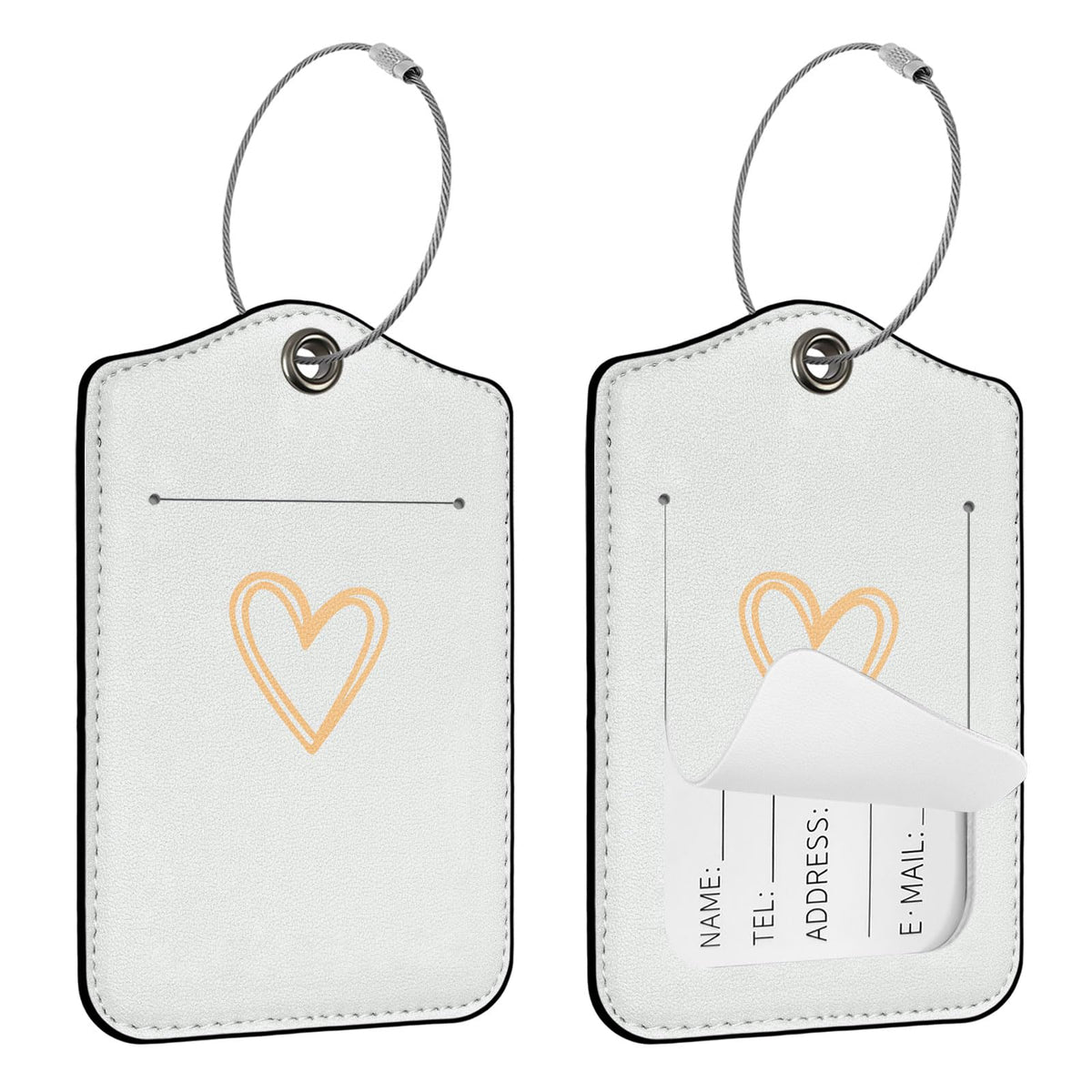 Seorsok 2Pcs Luggage Travel Tags for Suitcases,Cute Color Grids Checkered PU Leather Name Tag with Privacy Cover&ID Label Address Card and Durable Metal Ring Suitable for Men Women Handbags Backpack