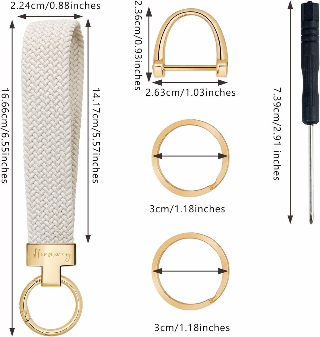 Hovmwey Elastic Wristlet Keychain for Women Men, Cute Car Key Chain, Braided Wrist Strap Lanyard for Keys ID Badges