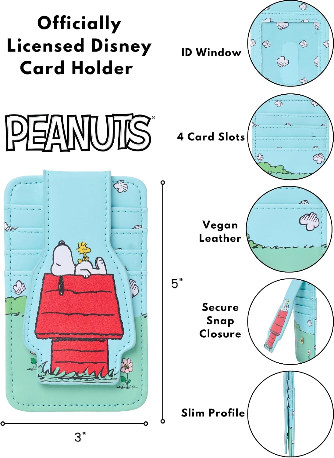 Peanuts Snoopy Woodstock Card Holder Slim Wallet Women Multicolor