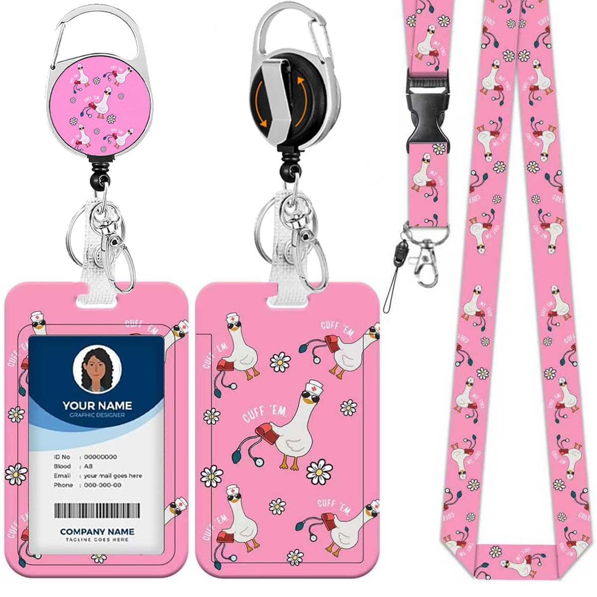 Cute Cartoon Happy Capybaras Breakaway Lanyard for ID Badges with Heavy-Duty Retractable Badge Reel & Carabiner, Adjustable Name Tag Holder for Teachers, Nurses, Students & Office Workers