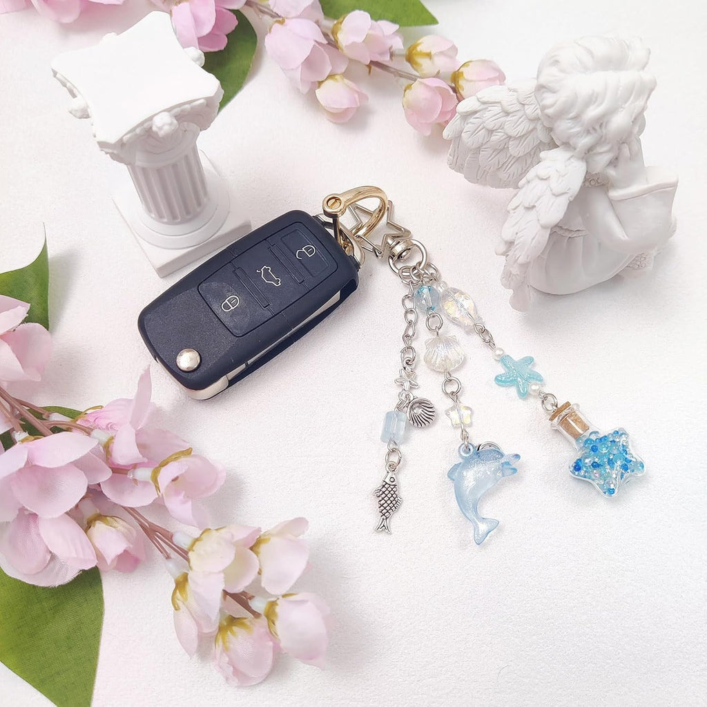 cioatu Y2K Aesthetic Keychains for Women Cute Flowers Star Cake Jellyfish Keychins Charms Kawaii Bag Purse Decor