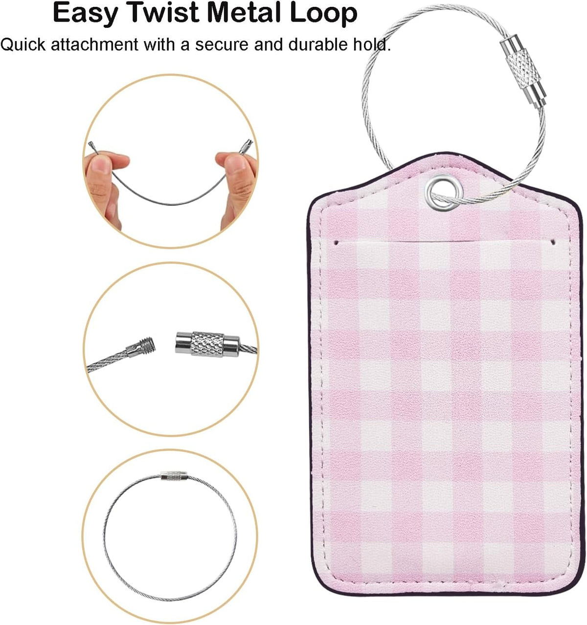 Luggage Tag, Premium Faux Leather Travel ID Tag, Stylish Suitcase Accessory