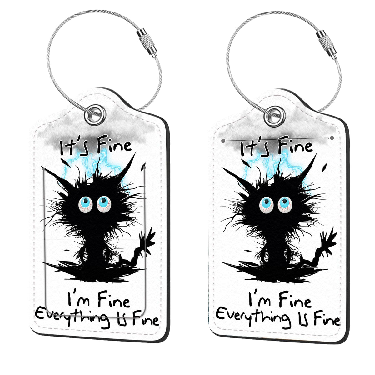 2 Pcs Luggage Tags for Suitcases, PU Leather Cruise Ship Luggage Tags with Privacy Cover Label Address Card and Durable Metal Ring Suitable for Men Women Handbags Backpacks,Flower Bushes and Cats