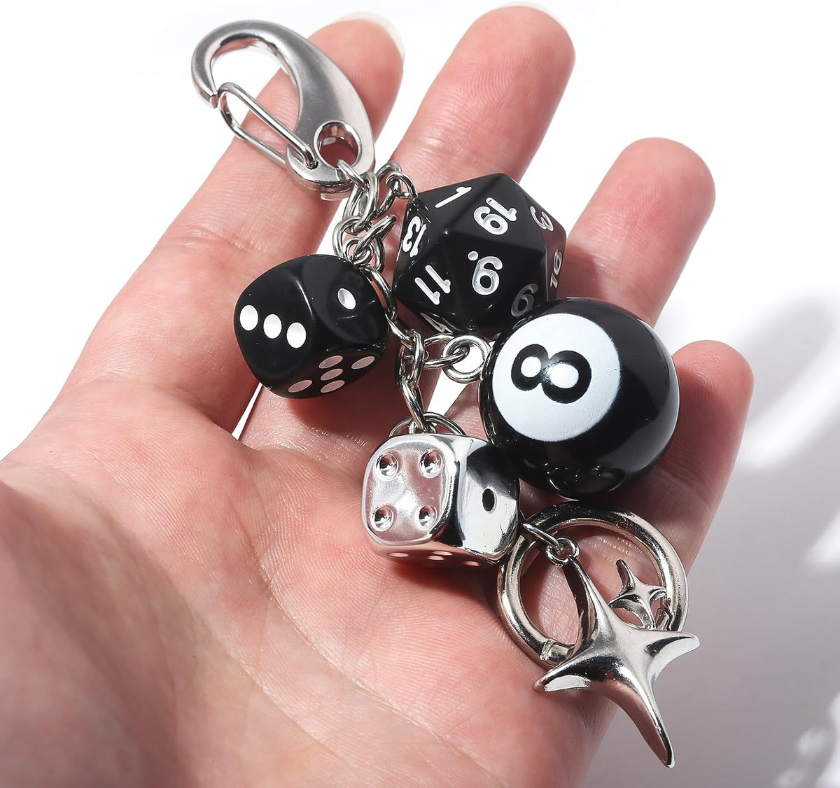 8 Ball Dice Charm Keychain,Cute Bag Purse Handbag Backpack Accessories