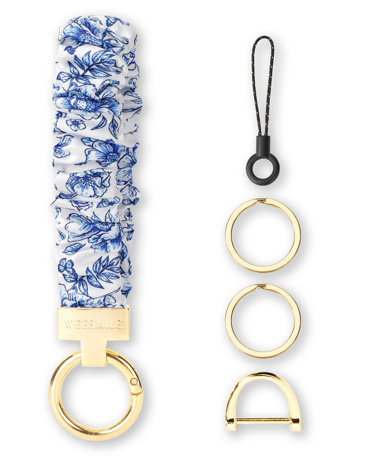 WEESMILE Scrunchie Keychain Wristlet for Car Key Chain with D Key Ring