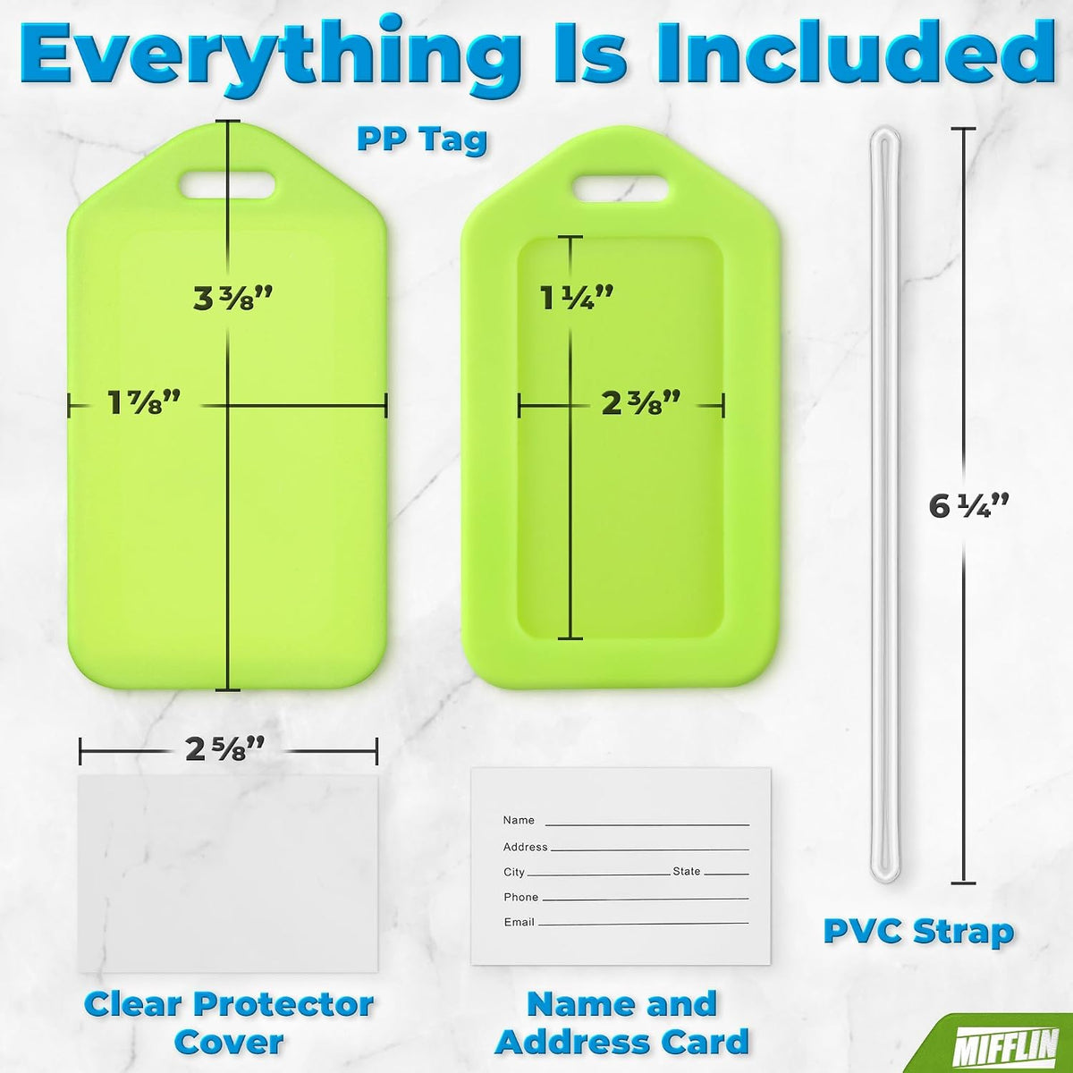 Luggage Tags for Suitcases - Assorted, 6 PK - TSA Approved Travel Tags