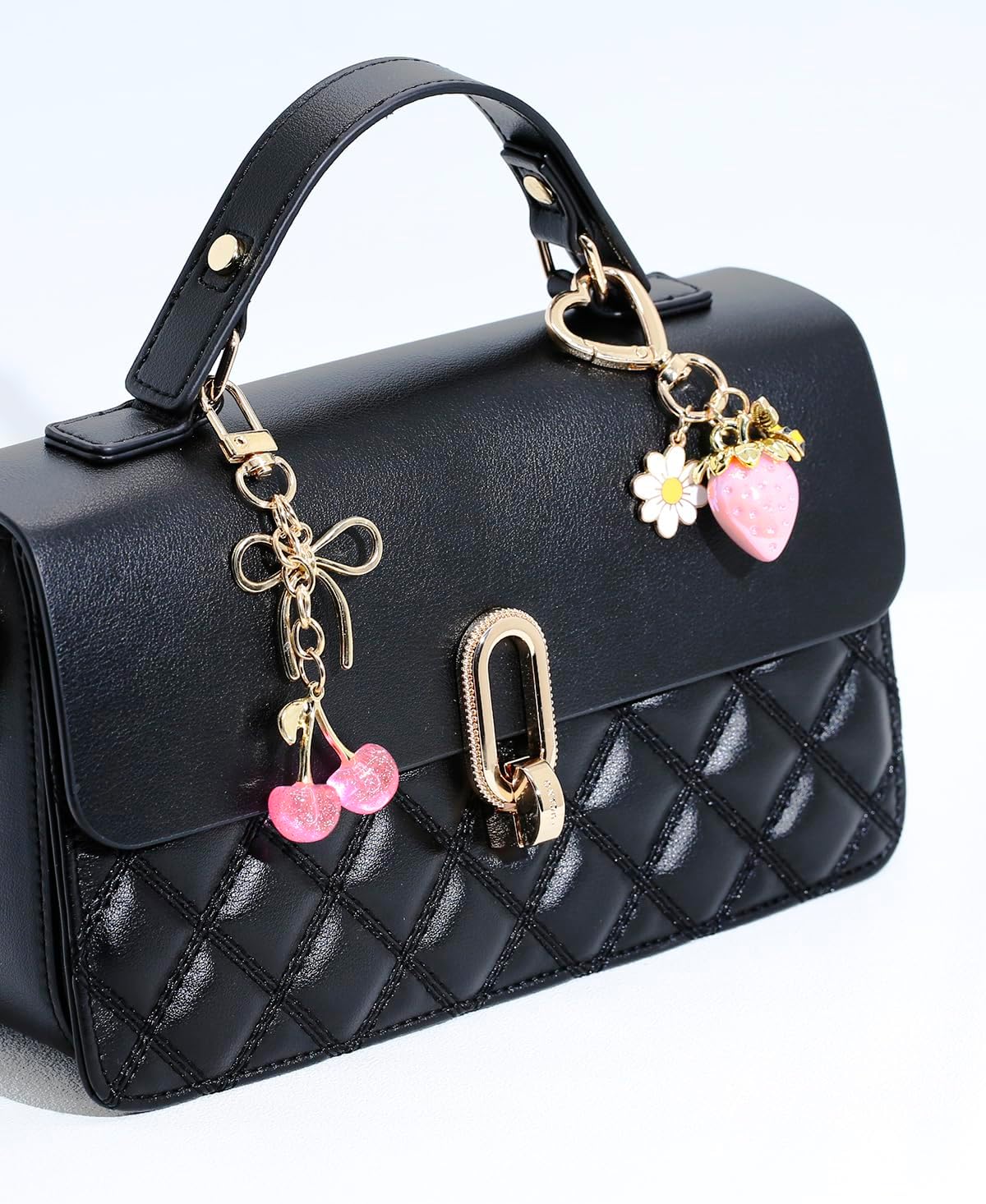 4 PCS Bag Charms for Handbags, Cute Cherry Keychain Purse Accessories