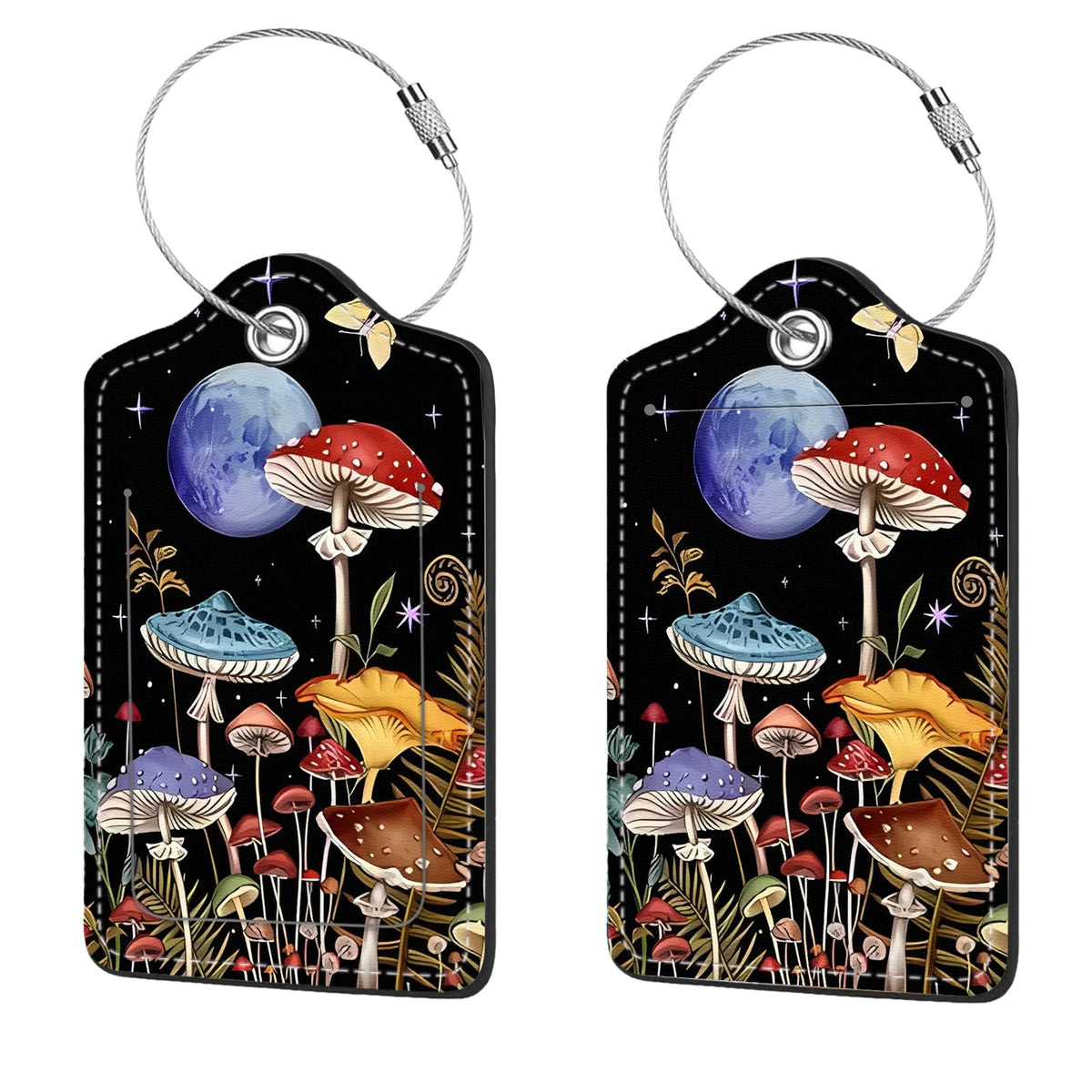 2 Pcs Luggage Tags for Suitcase, Cute Unique PU Leather Travel Bag Tag with Privacy Cover ID Label Address Card and Durable Metal Ring Suitable for Men Women Children Backpack,Flamingos